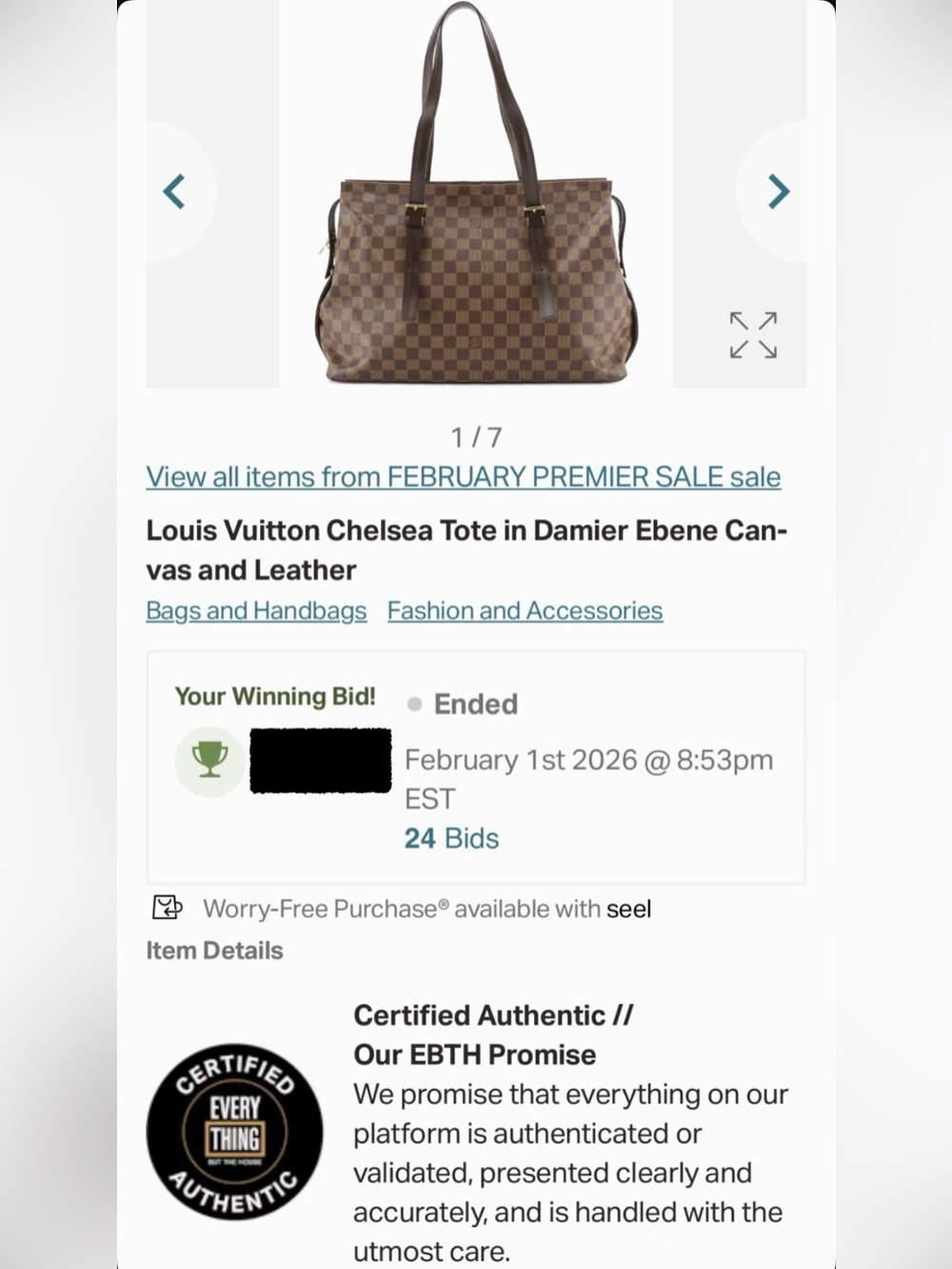 Authentic Louis Vuitton Damier Ebene Chelsea Tote Bag - Discontinued Vintage - Picture 14 of 14
